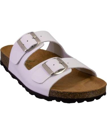 MULES SANDALES AUTENTI 11096 EN CUIR BLANC À DOUBLE BOUCLE BLANCO