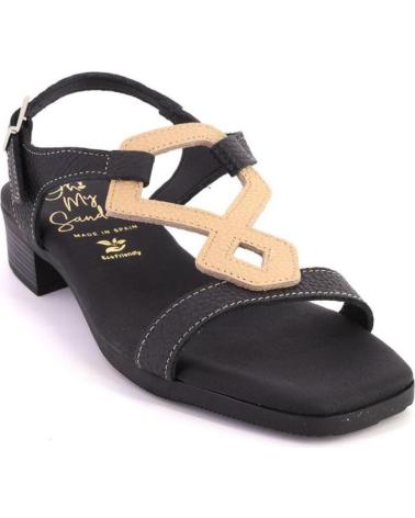 SANDALI BASSI OH MY SANDALS 5345-2491 IN PELLE NERO-CAMMELLO NEGRO-CAMEL