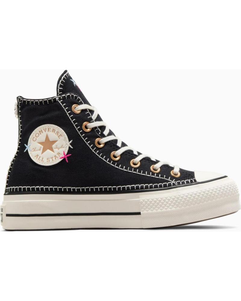 Sportschuhe CONVERSE  für Damen A08731C CHUCK TAYLOR ALL STAR LIFT CRAFTED STITCHING PLATF  BLACK-EGRET-GOLD