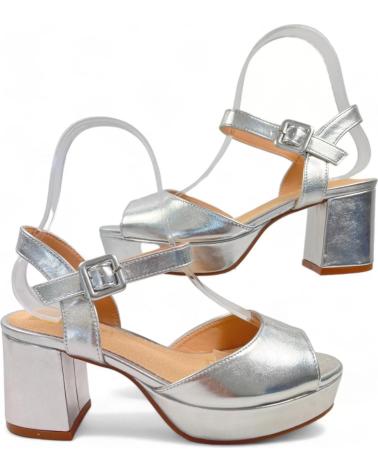 Sandales TIMBOS  pour Femme SANDALIA TACON PLATAFORMA FIESTA MUJER PLATA 129993  PLATEADO