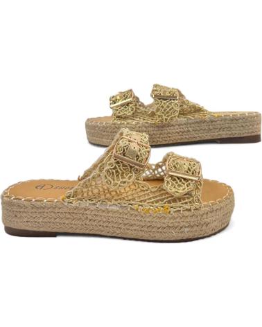 Sandalias TIMBOS  de Mujer ZUECO ESPARTO PLATAFORMA MUJER ORO 129837  AMARILLO