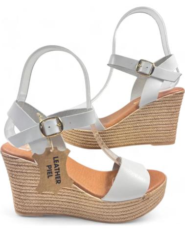 Sandalias TIMBOS  de Mujer SANDALIA DE PIEL CUNA ESPARTO MUJER 129560  BLANCO