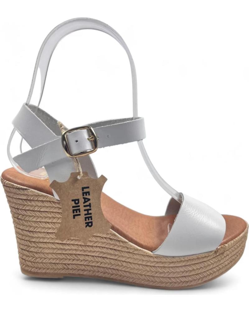 Sandalias TIMBOS  de Mujer SANDALIA DE PIEL CUNA ESPARTO MUJER 129560  BLANCO