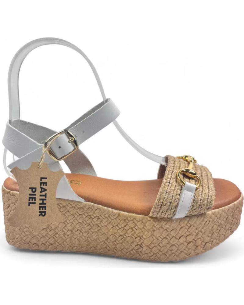 Woman Sandals TIMBOS SANDALIA DE PIEL CUNA ESPARTO MUJER 129558  BLANCO