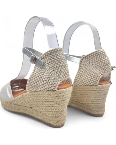 Sandálias TIMBOS  de Mulher SANDALIA DE PIEL CUNA ESPARTO MUJER PLATA 129554  PLATEADO