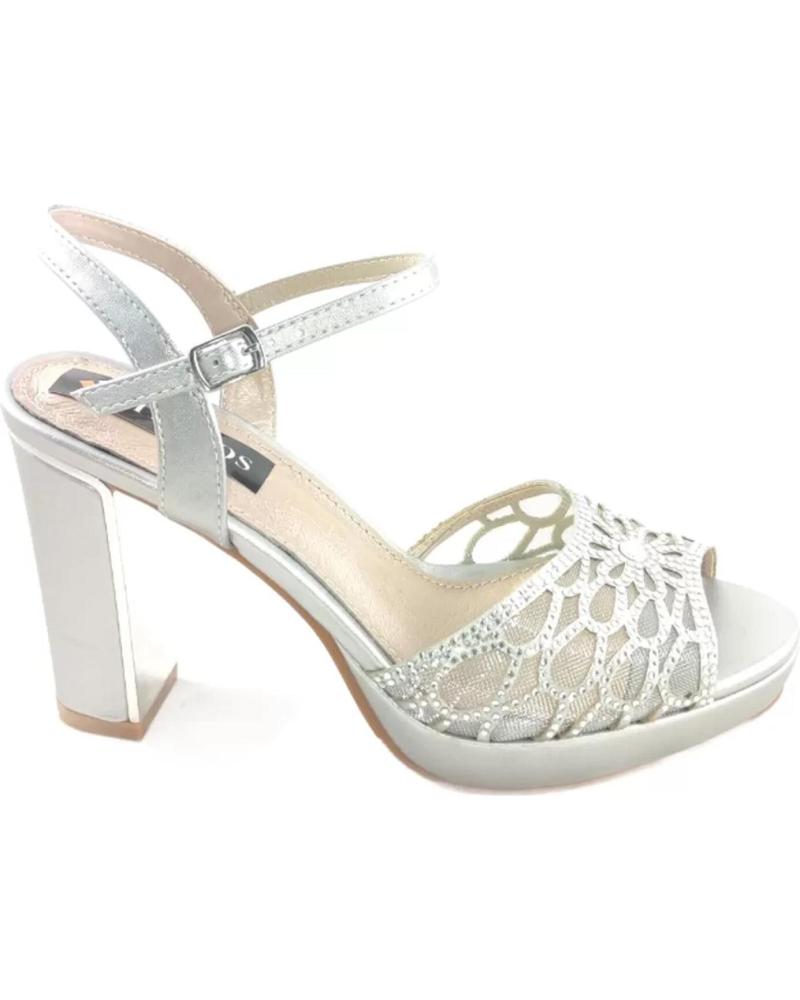 Sandalias TIMBOS  de Mujer ZAPATOS 127584 COLOR PLATA MATERIAL BAMARA COMBINADO BRILLO  PLATEADO