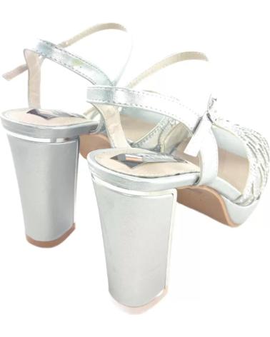 Sandalias TIMBOS  de Mujer ZAPATOS 127584 COLOR PLATA MATERIAL BAMARA COMBINADO BRILLO  PLATEADO