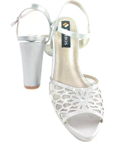 Sandalias TIMBOS  de Mujer ZAPATOS 127584 COLOR PLATA MATERIAL BAMARA COMBINADO BRILLO  PLATEADO