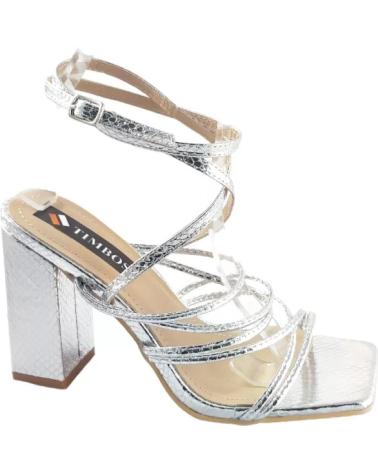 Sandalias TIMBOS  de Mujer ZAPATOS 127458 COLOR PLATA MATERIAL METALIZADO SANDALIA TACO  PLATEADO
