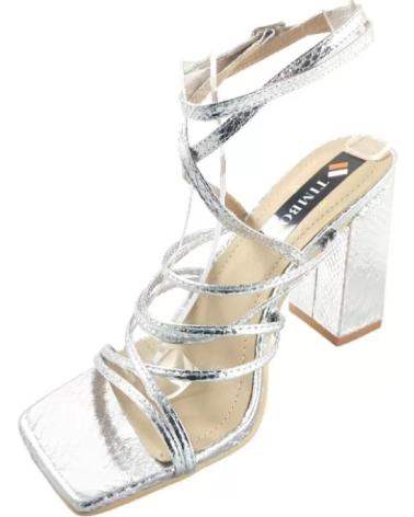 Sandalias TIMBOS  de Mujer ZAPATOS 127458 COLOR PLATA MATERIAL METALIZADO SANDALIA TACO  PLATEADO