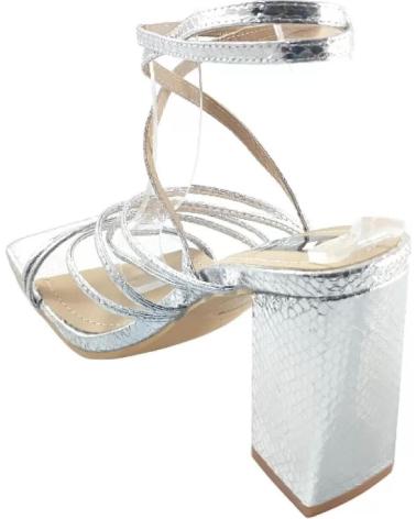 Sandalias TIMBOS  de Mujer ZAPATOS 127458 COLOR PLATA MATERIAL METALIZADO SANDALIA TACO  PLATEADO