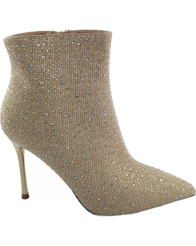 Botines TIMBOS  de Mujer ZAPATOS - 126964 COLOR ORO MATERIAL BRILLO BOTIN TACON MUJER  AMARILLO