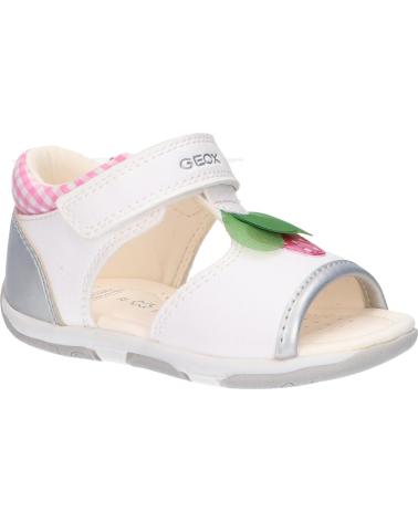 girl Sandals GEOX B020YB 054AJ B SANDAL TAPUZ  C0007 WHITE-SILVER