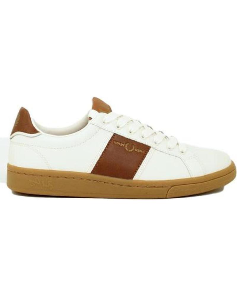 Sapatilhas FRED PERRY  de Homem B721 LEATHER DEBOSSED BRANDING LIGHT ECRU - 41  WHITE