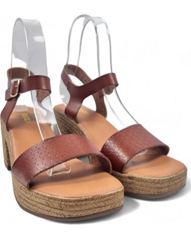 Sandalias TIMBOS  de Mujer SANDALIA TACON MADERA MUJER CUERO 130107  MARRóN