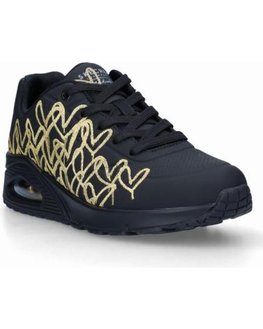SKECHERS UNO GOLDEN HEART BKGD BLACK AND GOLD SNEAKERS NEGRO