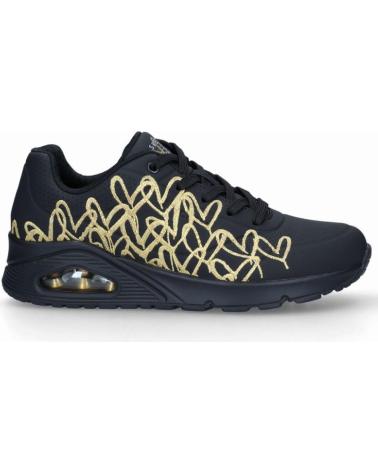 SKECHERS UNO GOLDEN HEART BKGD BLACK AND GOLD SNEAKERS NEGRO