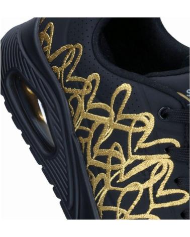 SKECHERS UNO GOLDEN HEART BKGD BLACK AND GOLD SNEAKERS NEGRO
