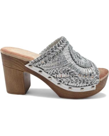 Clogs TIMBOS  für Damen ZUECO TACON DE MADERA COLOR PLATA 130153  PLATEADO