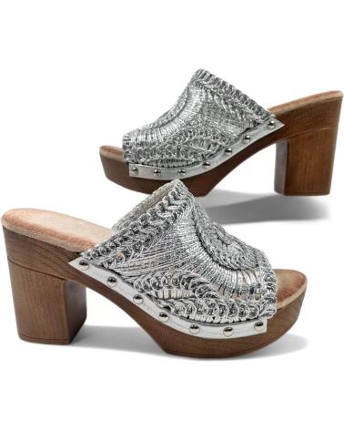 Clogs TIMBOS  für Damen ZUECO TACON DE MADERA COLOR PLATA 130153  PLATEADO