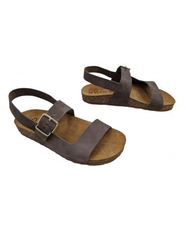 Sandalias de Mujer YOKONO SANDALIA PIEL PLANA NOBUCK TABACO