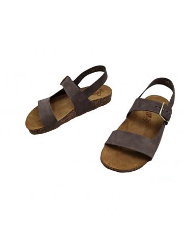 Sandalias de Mujer YOKONO SANDALIA PIEL PLANA NOBUCK TABACO