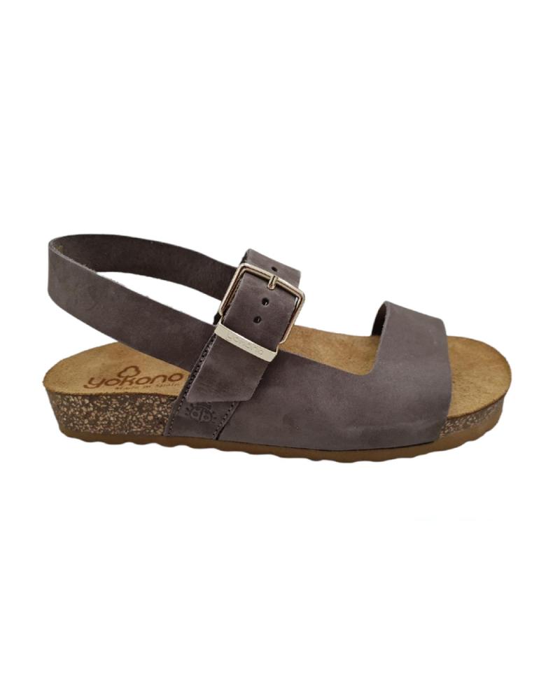 Sandalias de Mujer YOKONO SANDALIA PIEL PLANA NOBUCK TABACO