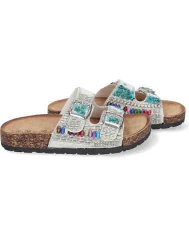 Sandalias LETS SECRET  de Mujer SANDALIA PLANA DE MUJER COMODAS CON PEDRERIA BRILLANTE PLANT  PLATEADO