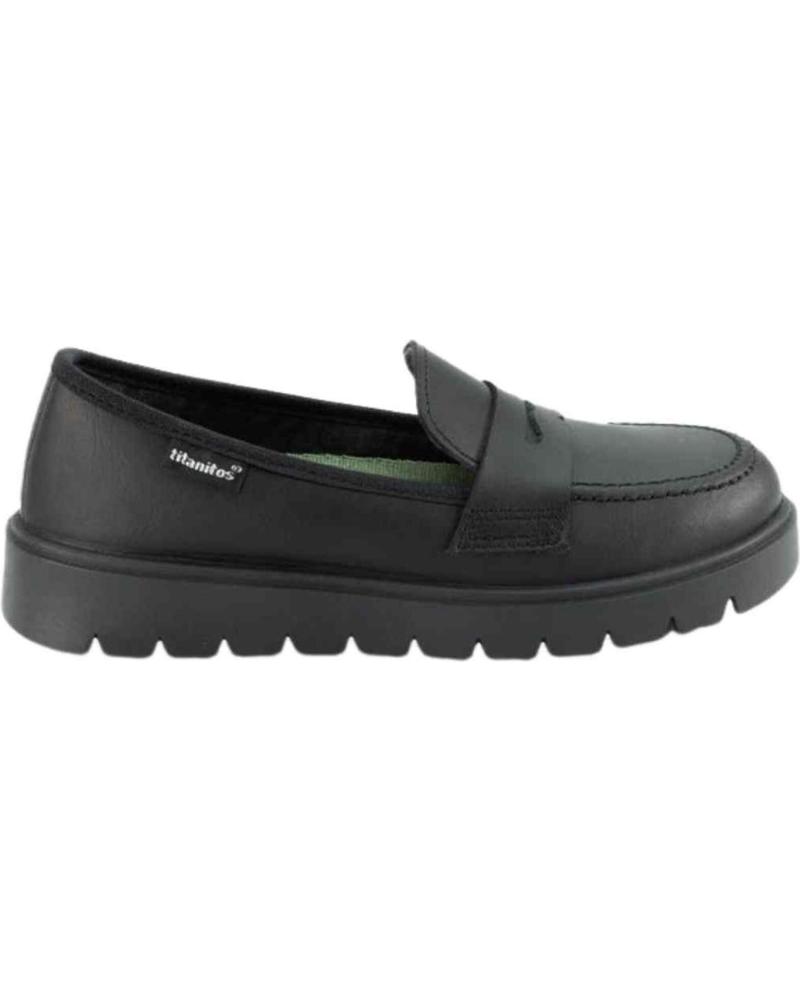 Mocasines TITANITOS  de Niño MOCASIN PIEL  NEGRO