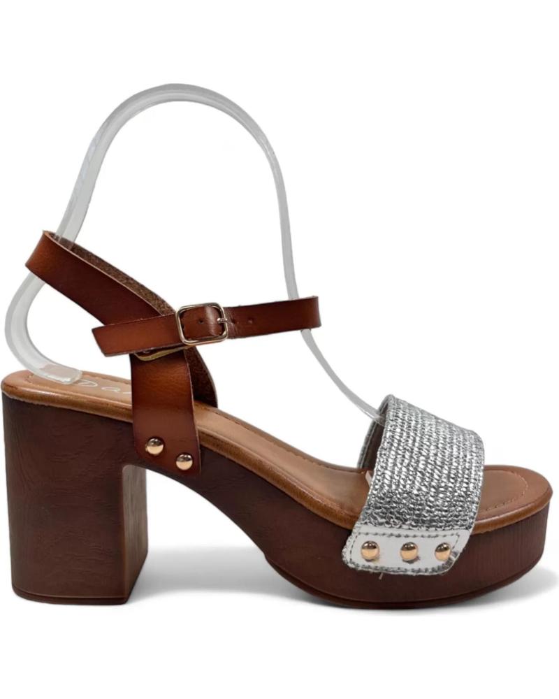 Sandales TIMBOS  pour Femme SANDALIA TACON MADERA MUJER PLATA 130270  PLATEADO