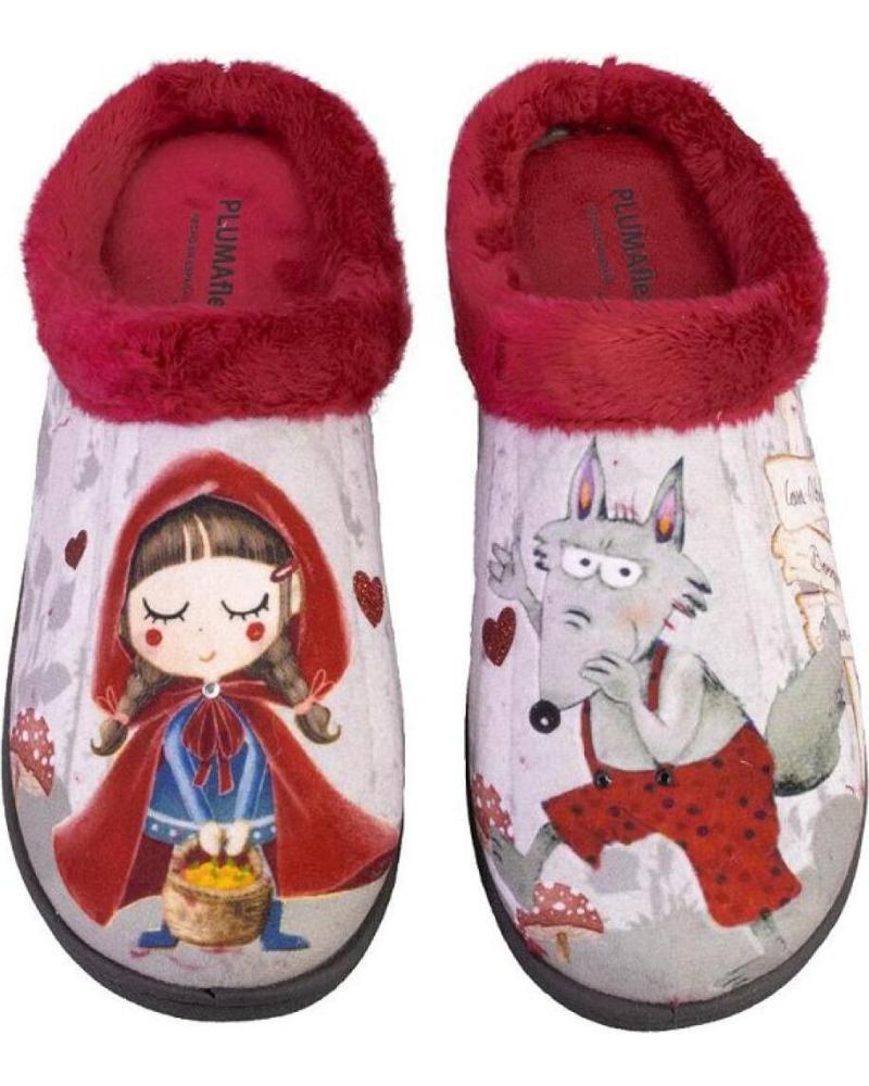 Pantofole PLUMAFLEX  per Donna 12213LOBO ZAPATILLAS DE CASA DE MUJER CAPERUC  ROJO