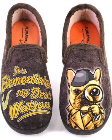 Pantofole PLUMAFLEX  per Uomo 12228PERRO ZAPATILLAS DE CASA DE HOMBRE PER  MARRON