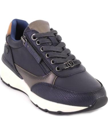 CARMELA 161825 NAVY CASUAL LEATHER SNEAKERS NAVY BLUE AZUL MARINO