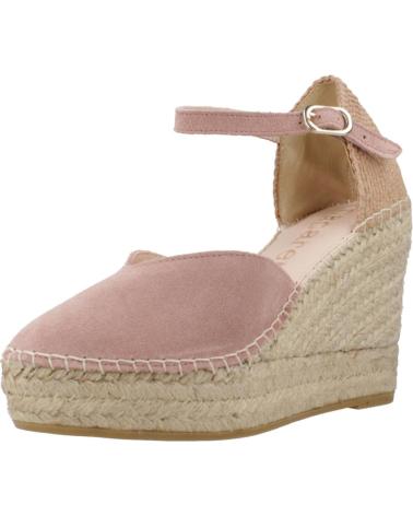 SANDALIAS ALPARGATA MACARENA ALBA 06 CON TACÓN ROSA ROSA