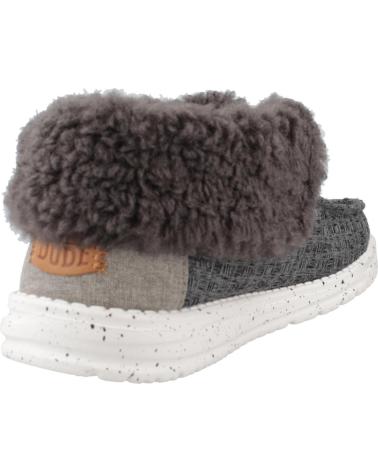 Chaussures HEY DUDE  pour Femme ZAPATOS CASUAL MUJER MODELO WENDY FOLD STITCH COZY COLOR GRI  BLACK