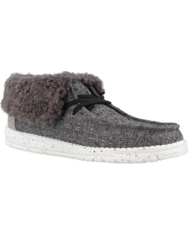 Chaussures HEY DUDE  pour Femme ZAPATOS CASUAL MUJER MODELO WENDY FOLD STITCH COZY COLOR GRI  BLACK