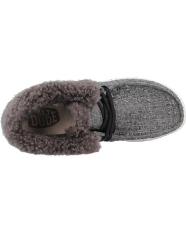 Chaussures HEY DUDE  pour Femme ZAPATOS CASUAL MUJER MODELO WENDY FOLD STITCH COZY COLOR GRI  BLACK