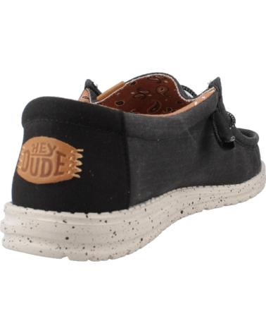 Zapatos HEY DUDE  de Hombre INFORMALES HOMBRE MODELO WALLY WASHED CANVAS COLOR NEGRO BLA  BLACK