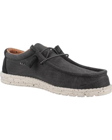 Zapatos HEY DUDE  de Hombre INFORMALES HOMBRE MODELO WALLY WASHED CANVAS COLOR NEGRO BLA  BLACK