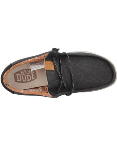 Zapatos HEY DUDE  de Hombre INFORMALES HOMBRE MODELO WALLY WASHED CANVAS COLOR NEGRO BLA  BLACK
