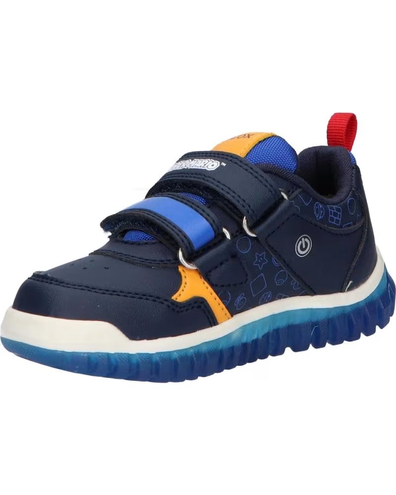 Baskets Geox Garçon B Lightyloo - Synthétique - Velcro - Semelle Caoutchouc - Bleu Marine