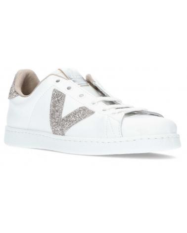 VICTORIA ZAPATILLAS MUJER TENIS PIEL VIRUTAS GLITTER 125188 BLANCO