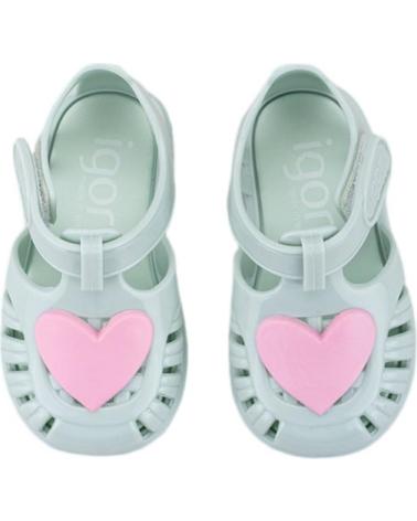 Chanclas IGOR  de Niña TOBBY CORAZON VELCRO GLOSS  VERDE