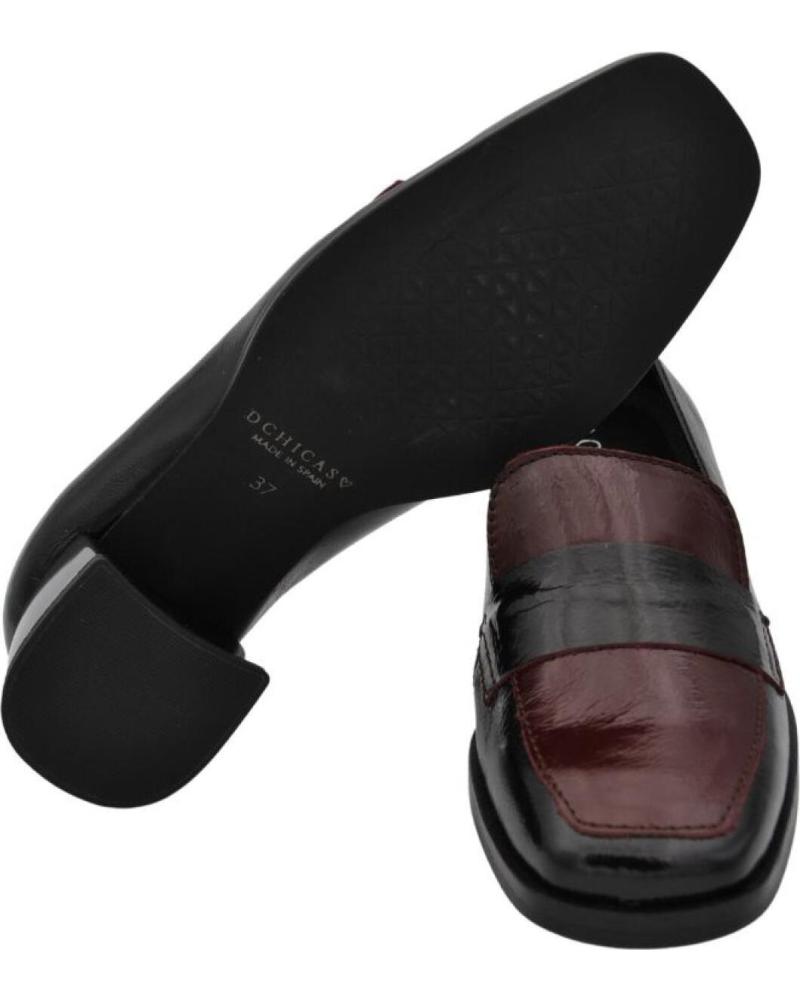 Shoes De Mujer DCHICAS MOCASIN TACON BAJO DE PIEL CHAROL PARA