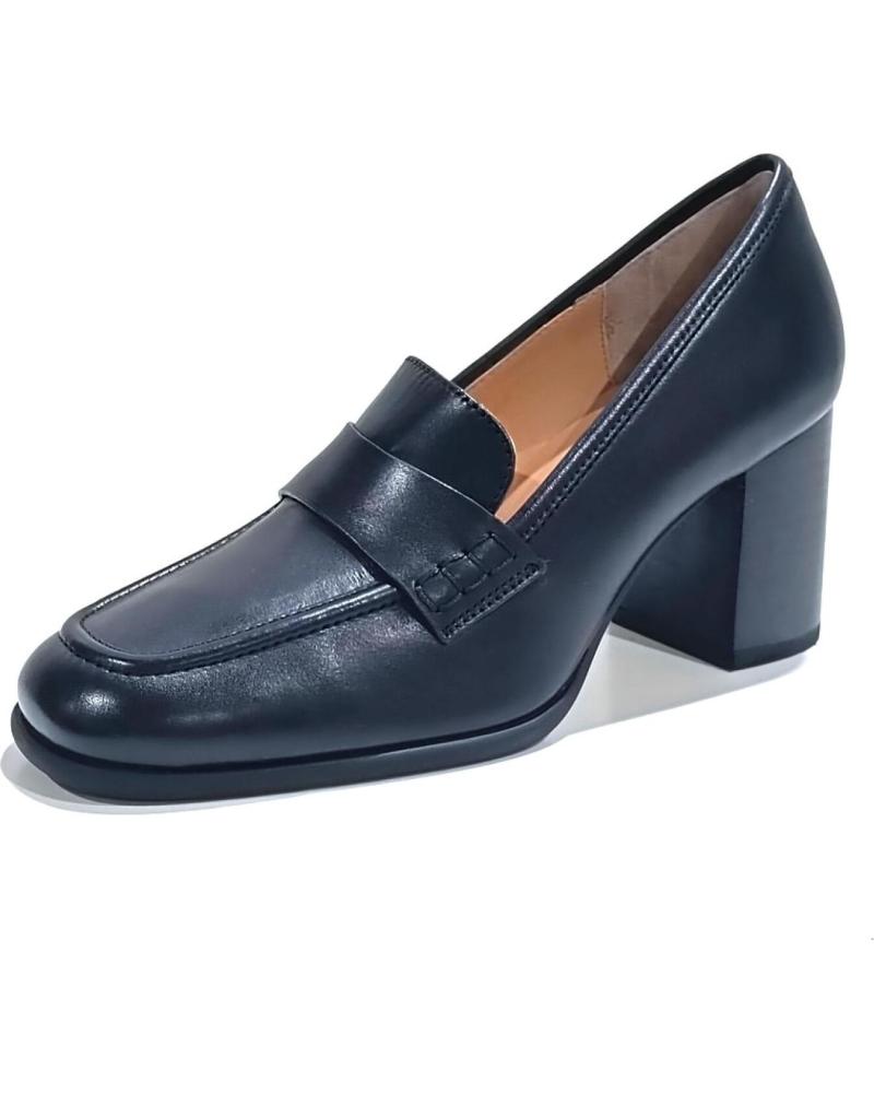 Zapatos de tacón UNISA  per Donna ZAPATO MOCASIN DE PIEL CON TACON  NEGRO