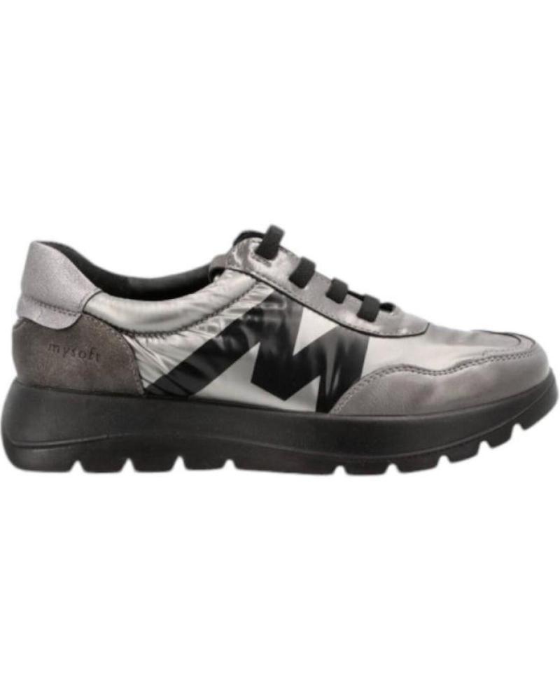 Zapatillas deporte MYSOFT  de Mujer MISOFT DEPORTIVA CASUAL MUJER MODELO 24M624 ACERO CORDONES E  METáLICO