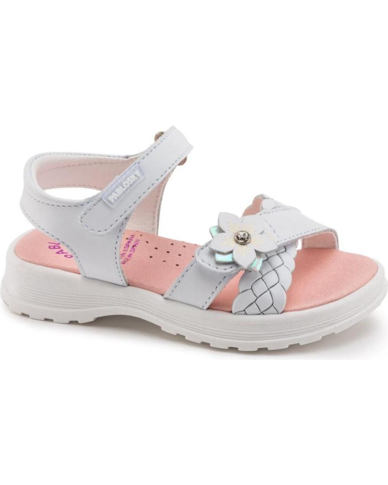 Pablosky Mary 057178 - Sandali Bambina In Pelle Naturale, Chiusura Adesiva, Antiscivolo, Fatti In Spagna