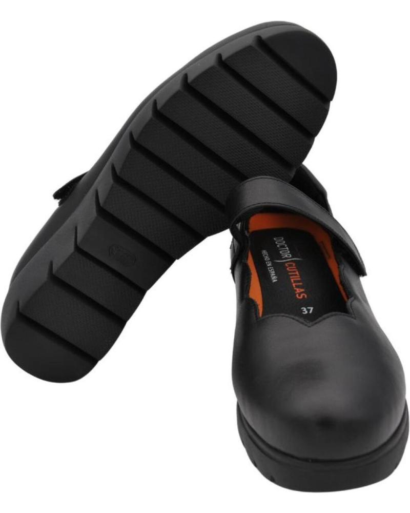Doctor Cutillas Merceditas De Mujer 10208 En Color Negro, Zapato Cómodo Con Cierre Autoadherente Y Plantilla Acolchada, Horma Ancha Para Mayor Comodidad