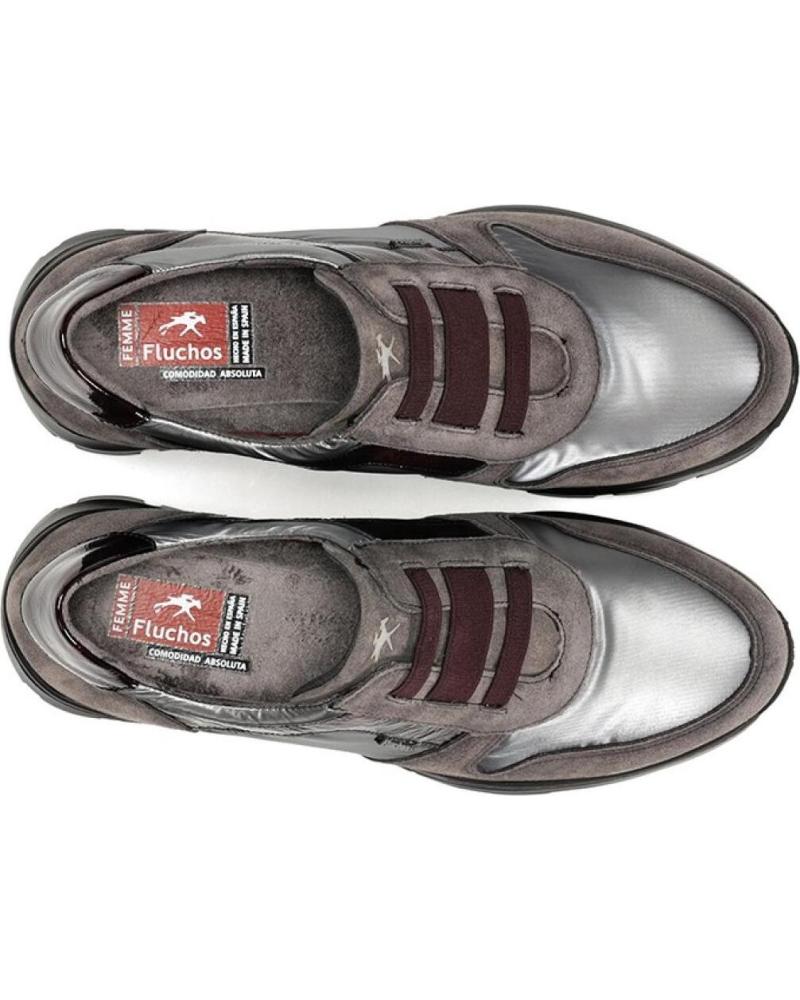 Zapatos De Cuña De Mujer FLUCHOS OLAS F1509 GRIS