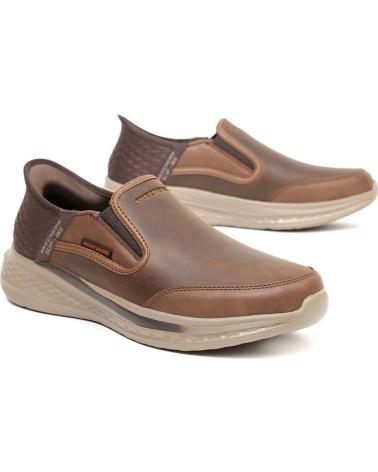 MOCASINES SKECHERS SLADE - COOPER 205237 DE CUERO MARRÓN CUERO